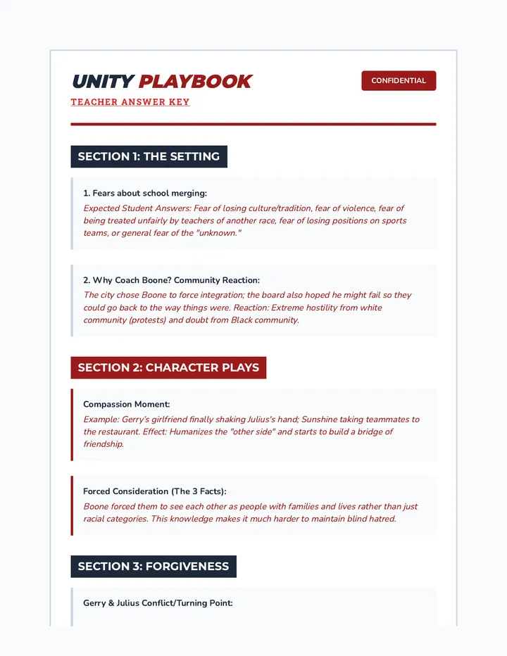 Unity Playbook Answer Key
