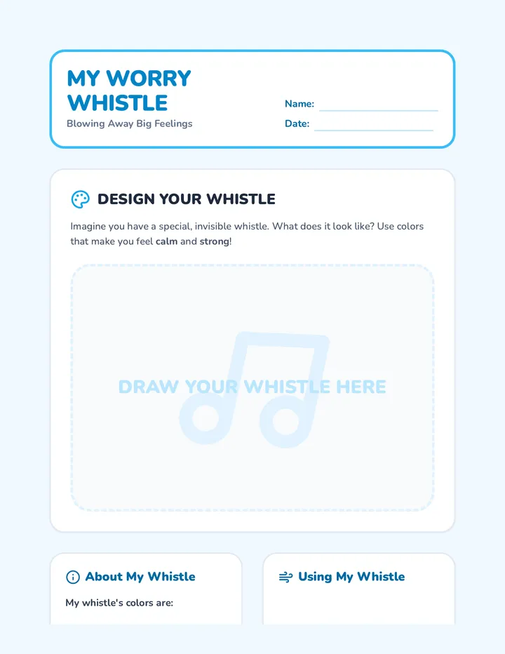 Worry Whistle Worksheet