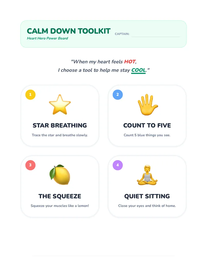 Calm Down Toolkit Choice Board