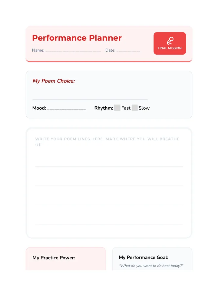 Performance Planner Worksheet