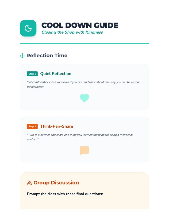 Friendship Fixers Cool Down Document