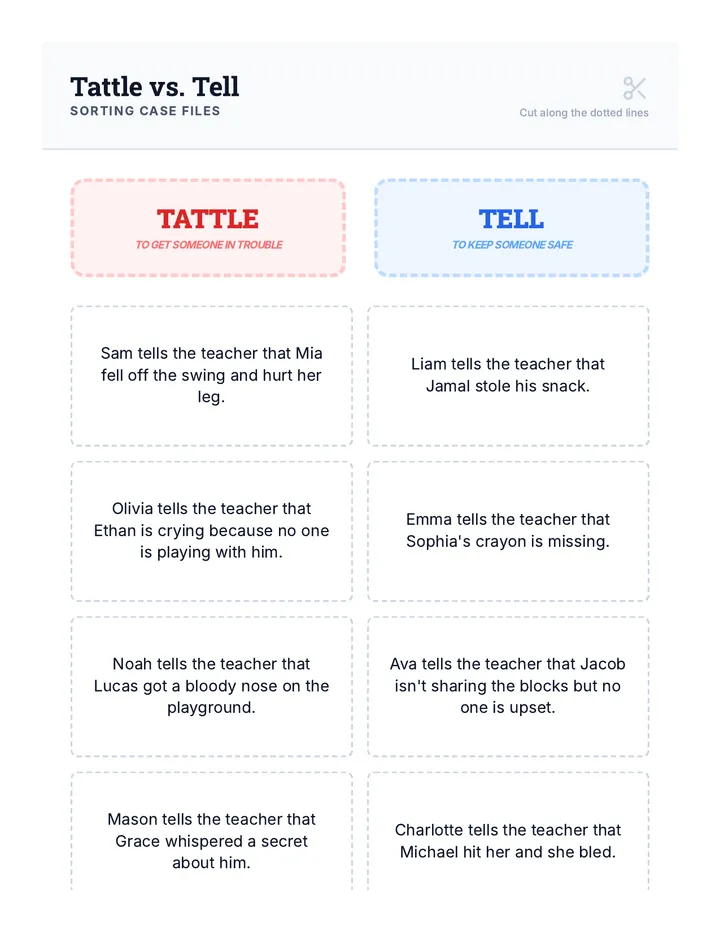 Tattle Sorting Cards