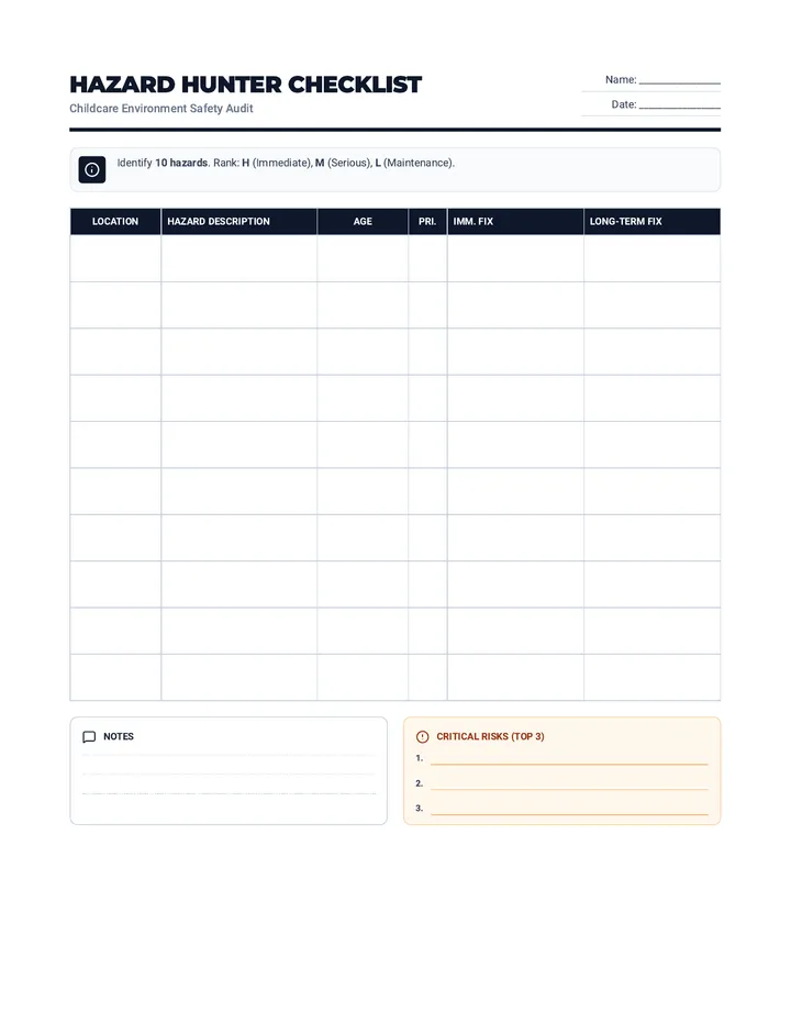 Hazard Hunter Checklist