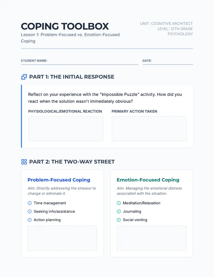Coping Toolbox Worksheet