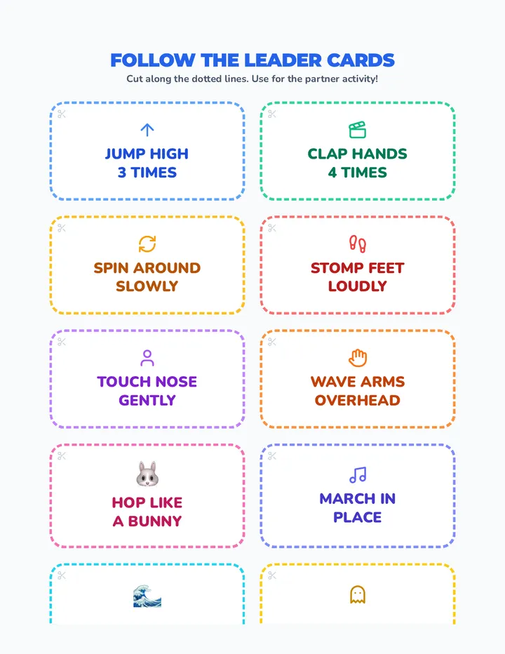 Follow the Leader Activity Cards