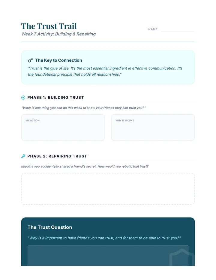 Trust Trail Activity Worksheet