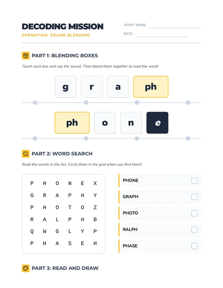 Blending Mission Worksheet