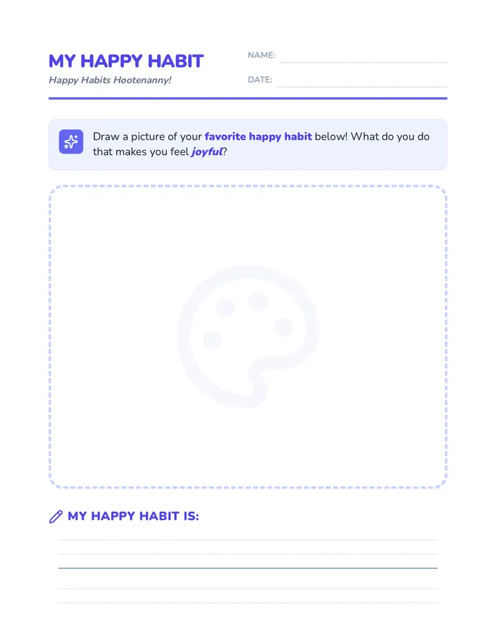 Happy Habits Worksheet Student Activity Sheet