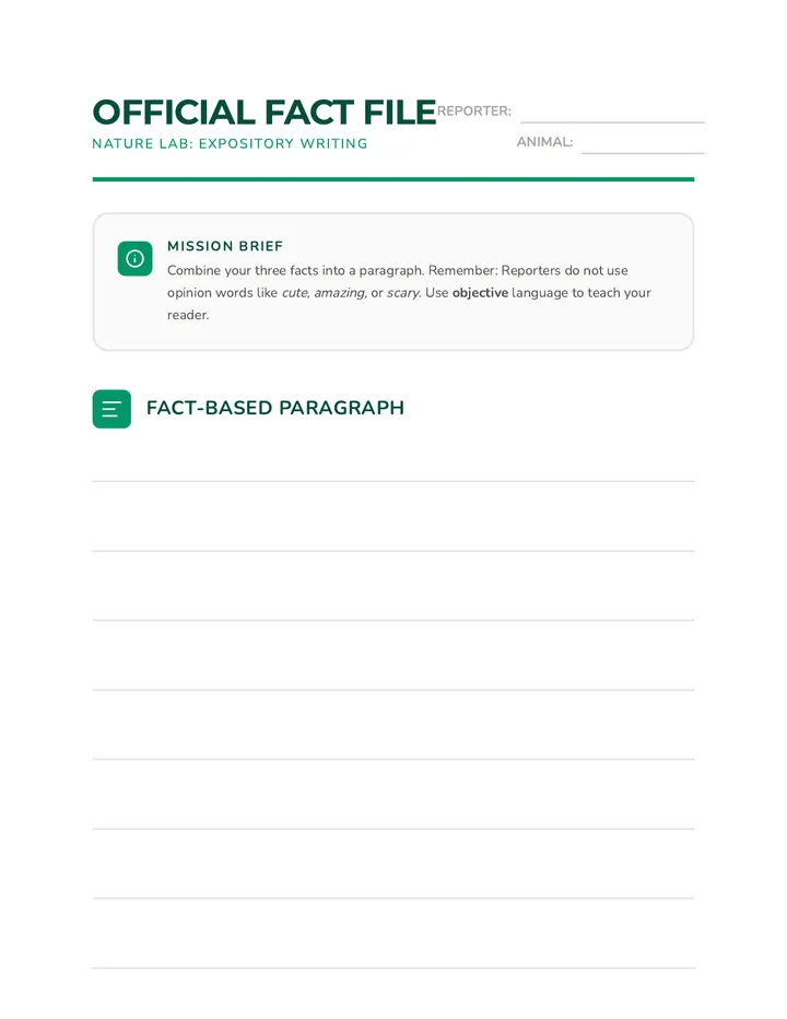 Fact File Worksheet