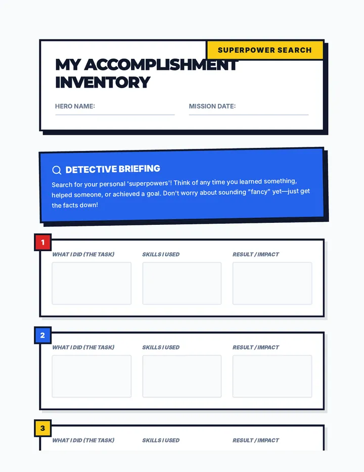 My Accomplishment Inventory Worksheet