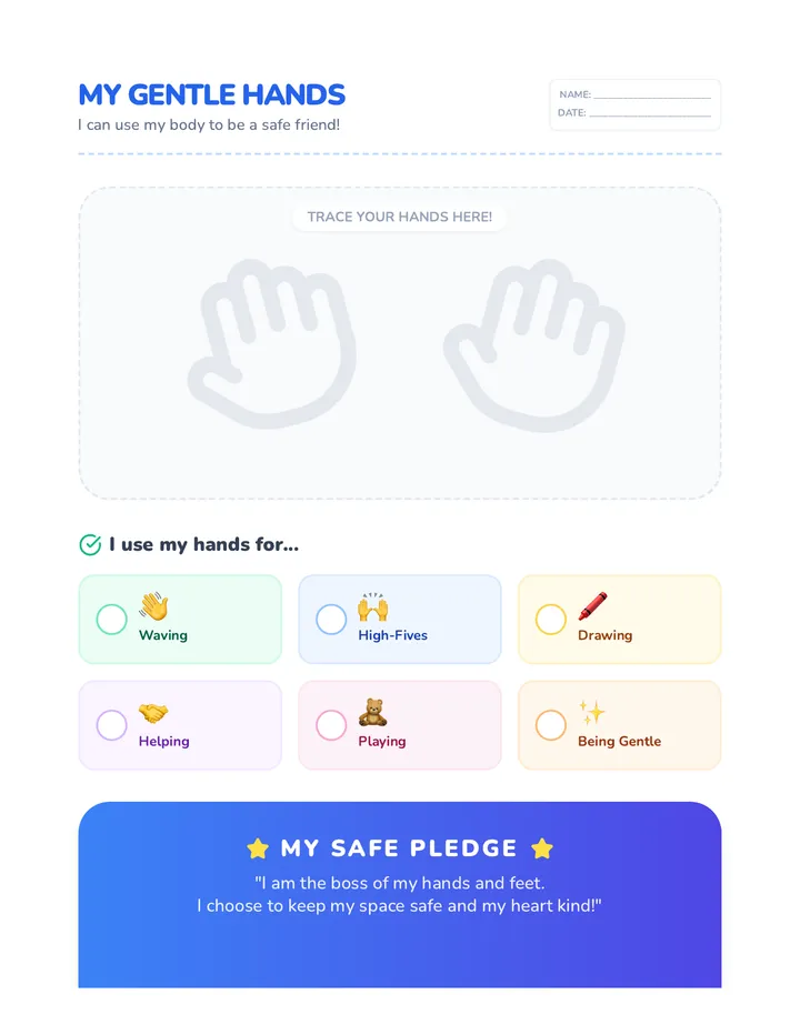 Gentle Hands Activity Sheet