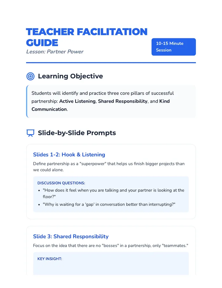 Partner Power Teacher Guide