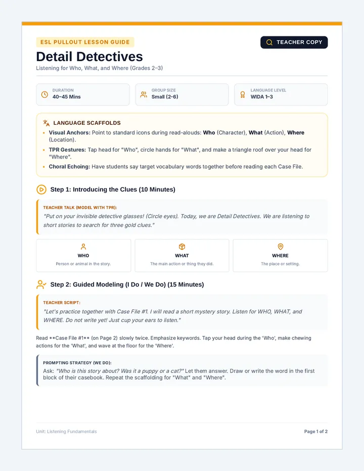 Detail Detectives Teacher Guide