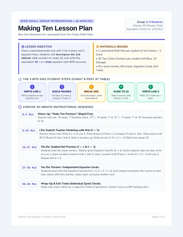 Making Ten Teacher Guide