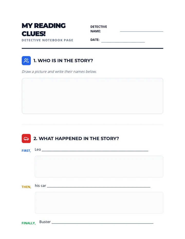 Reading Clues Worksheet