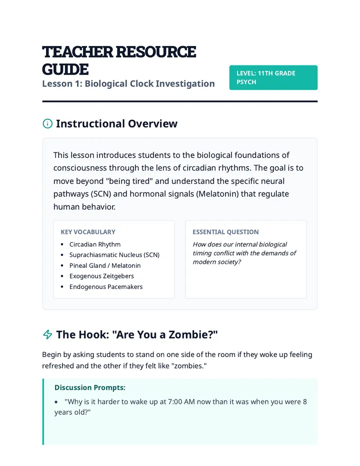Internal Clock Teacher Guide