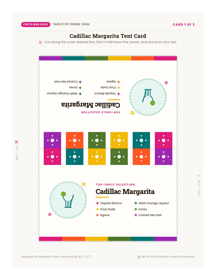 Fiesta Drink Tent Cards