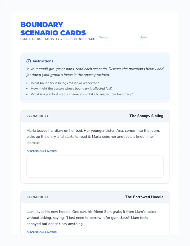 Boundary Scenario Cards Activity