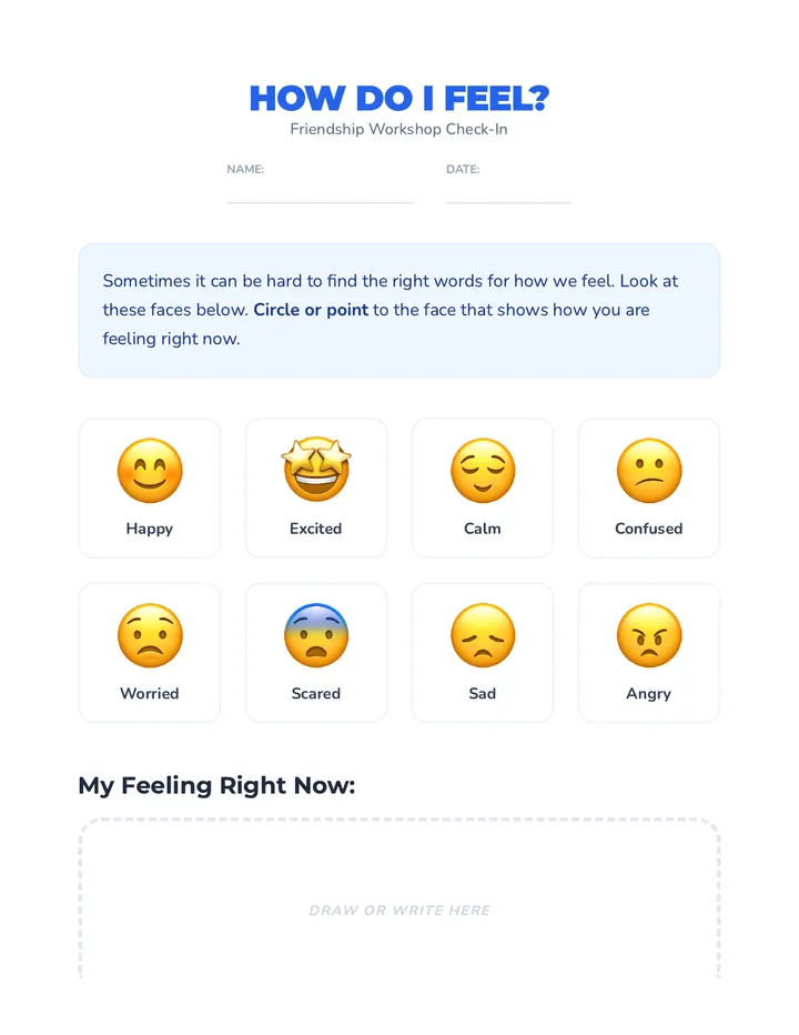 Feeling Faces Chart Activity