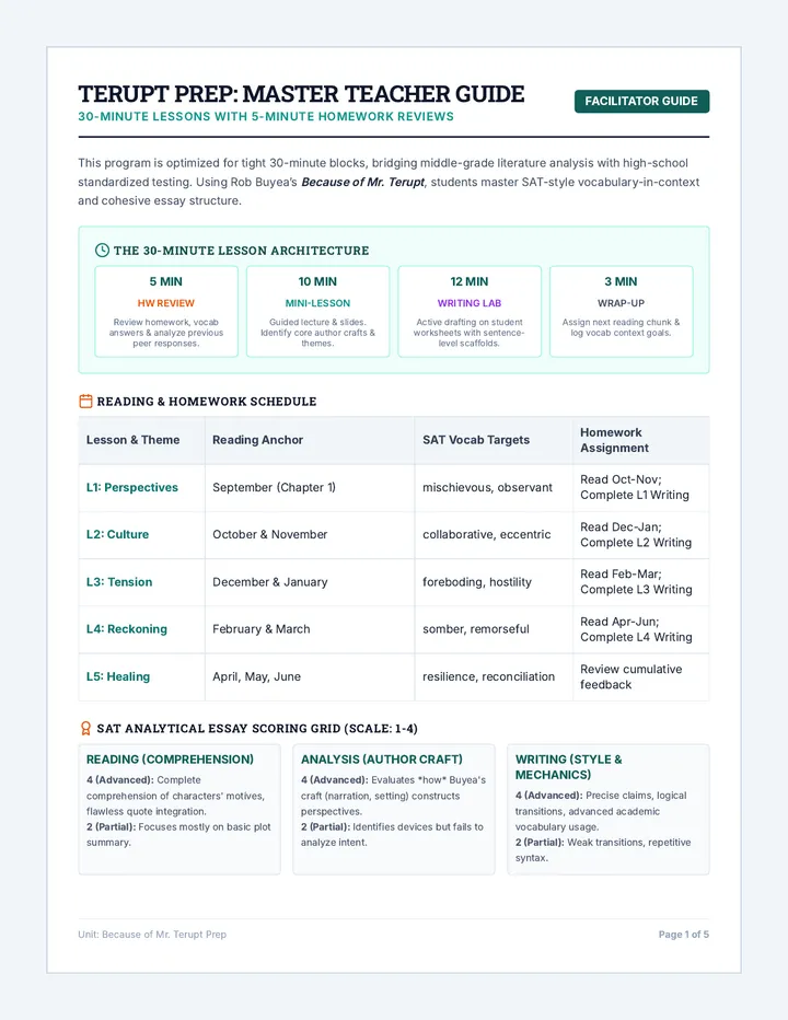 Terupt Prep Teacher Guide