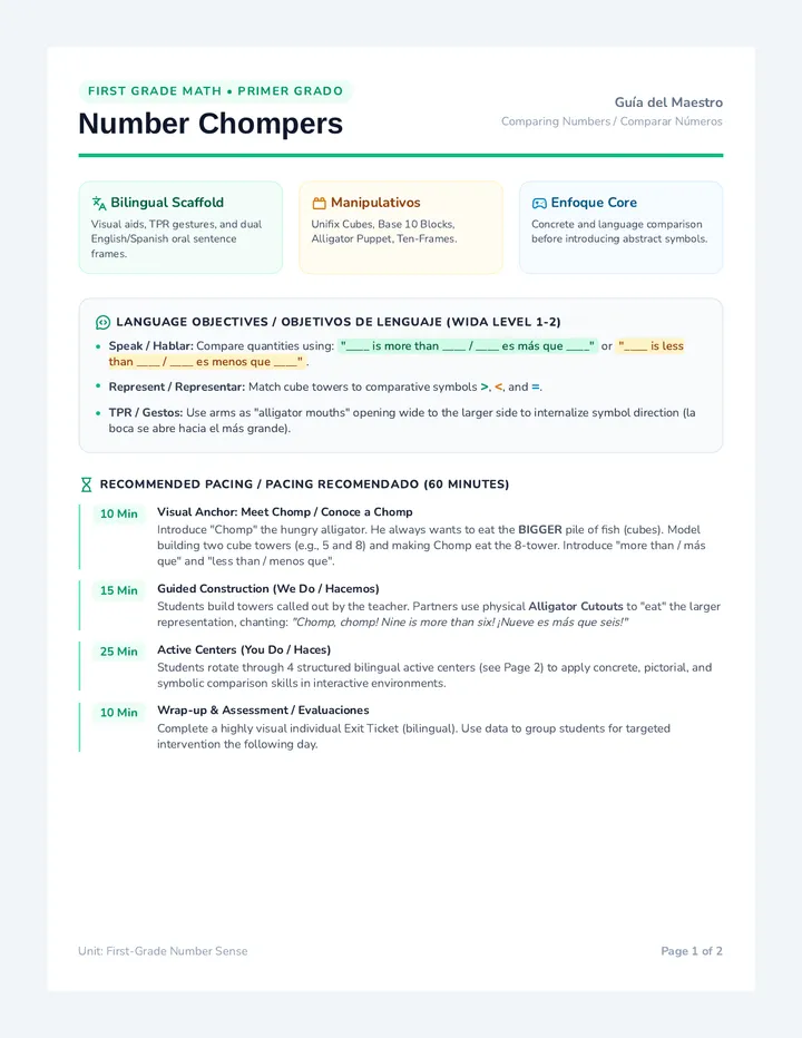 Number Chompers Teacher Guide