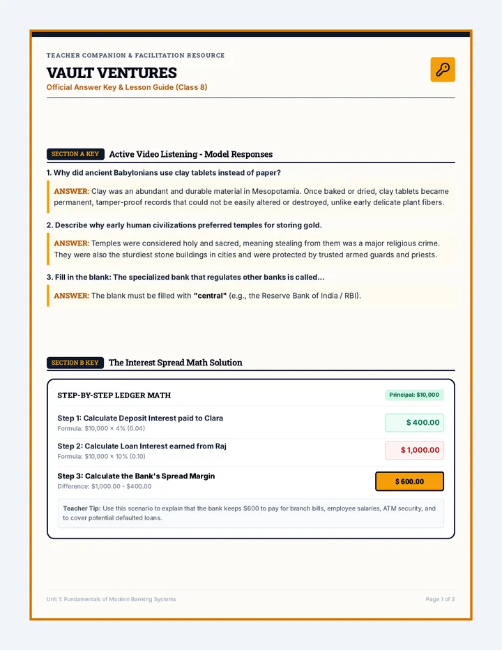 Vault Ventures Answer Key page 1