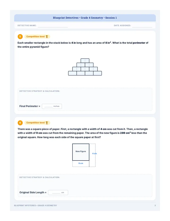 Dimension Detectives Worksheet