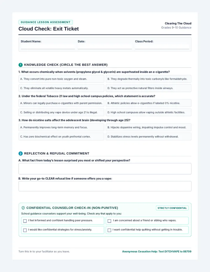 Cloud Check Exit Ticket