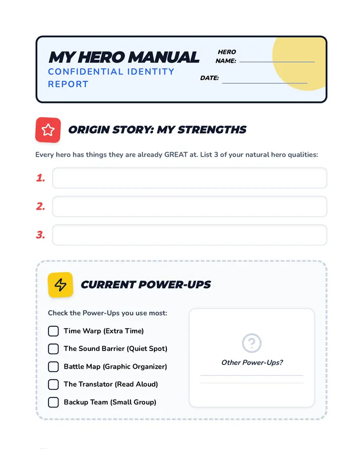 My Hero Manual Worksheet