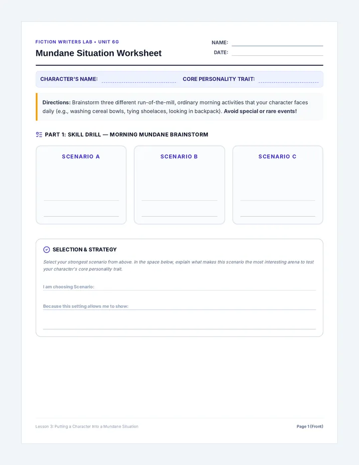 Mundane Situation Worksheet
