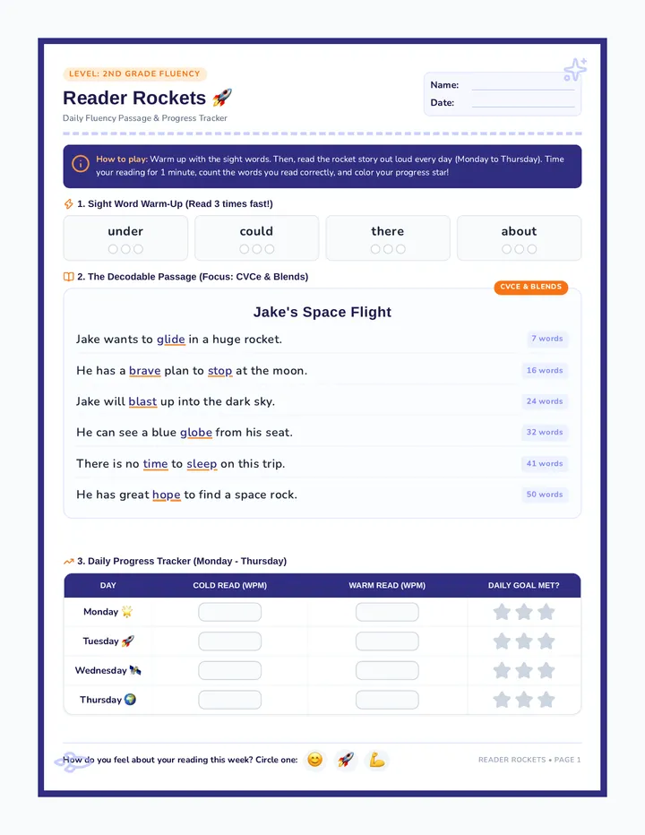 Daily Fluency Tracker Worksheet