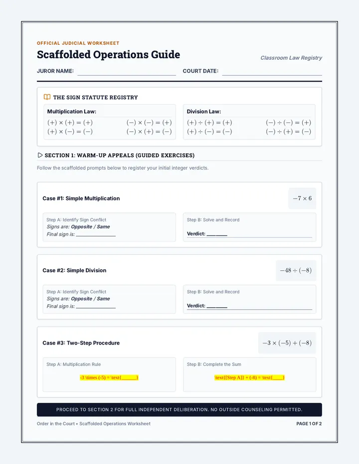 Scaffolded Operations Guide Worksheet