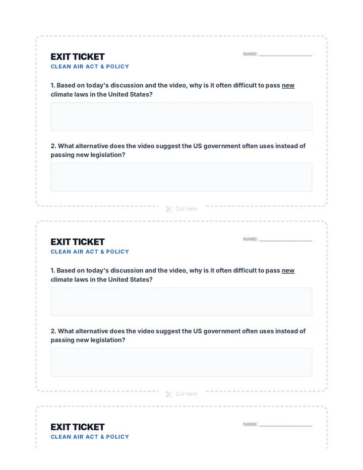 Climate Policy Exit Ticket