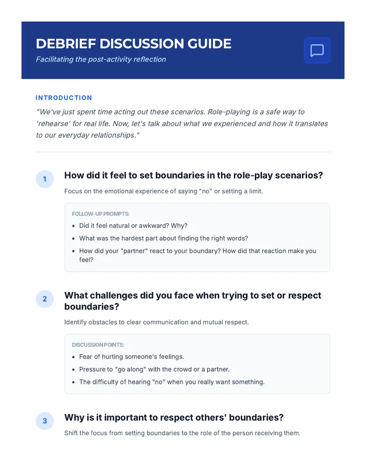 Boundary Debrief Discussion Teacher Guide
