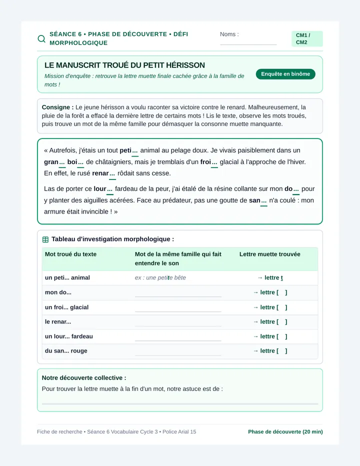 Herisson Morphologie Fiche Decouverte