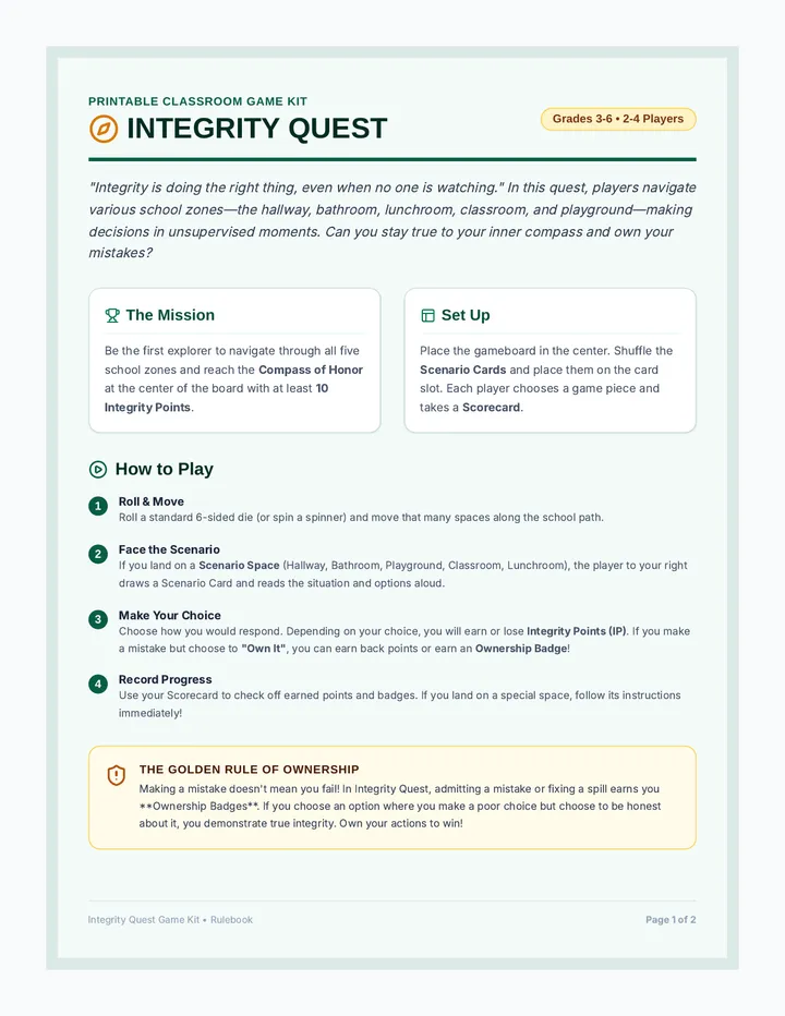 Integrity Quest Rulebook