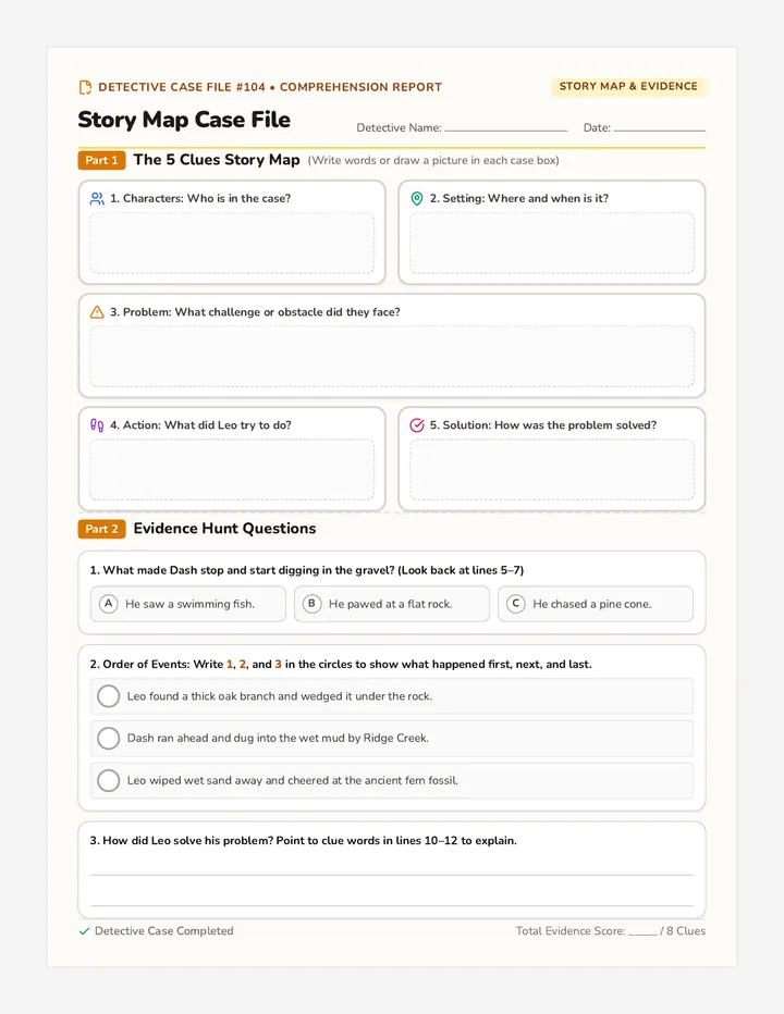 Case File Retell Worksheet