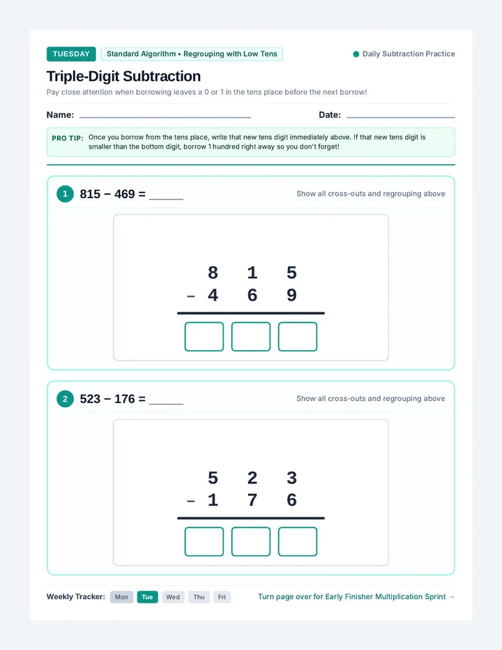 Tuesday Practice Worksheet