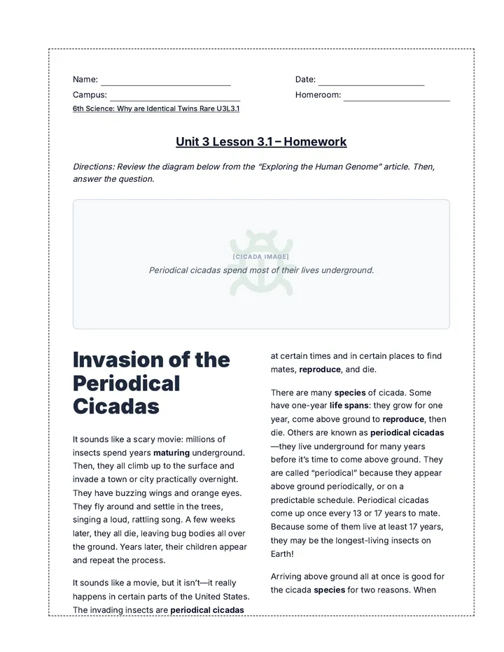 Cicada Invasion Homework