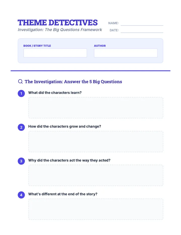 Big Questions Worksheet
