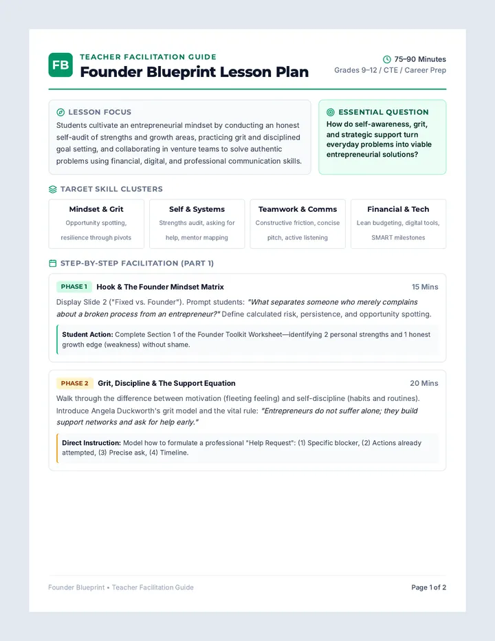 Founder Blueprint Lesson Plan
