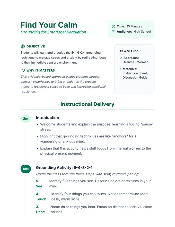 Find Your Calm Teacher Guide