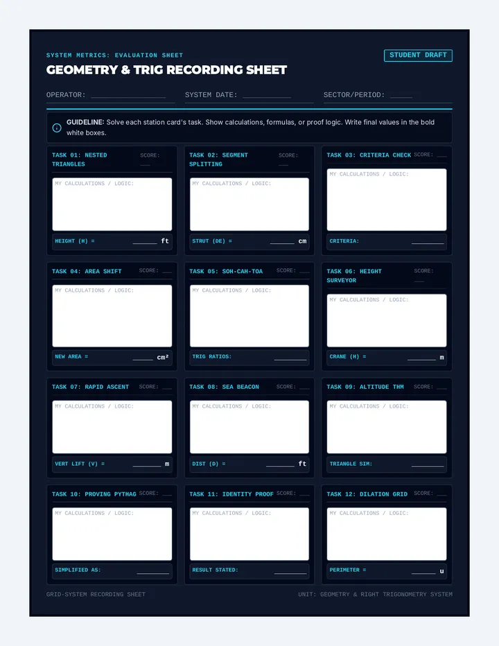 Blueprint Geometry Recording Sheet