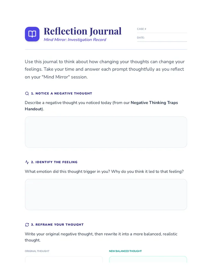 Reflection Journal Template Journal