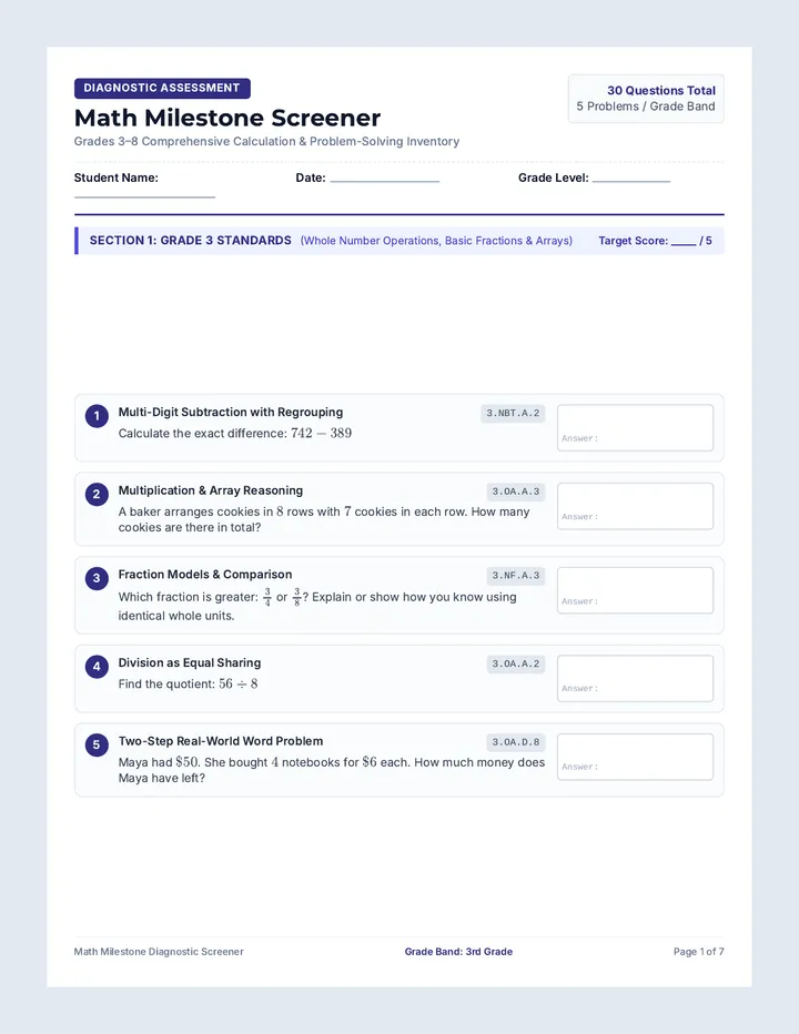Math Milestone Diagnostic Screener