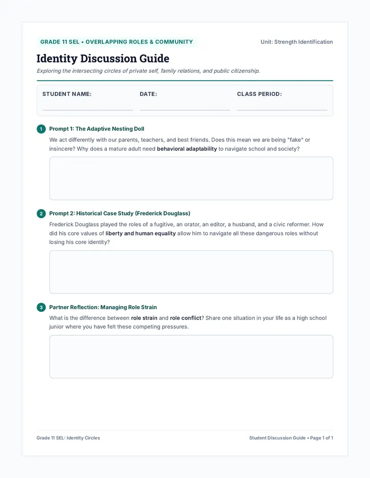 Identity Discussion Worksheet
