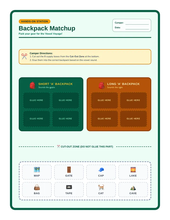 Backpack Matchup Activity