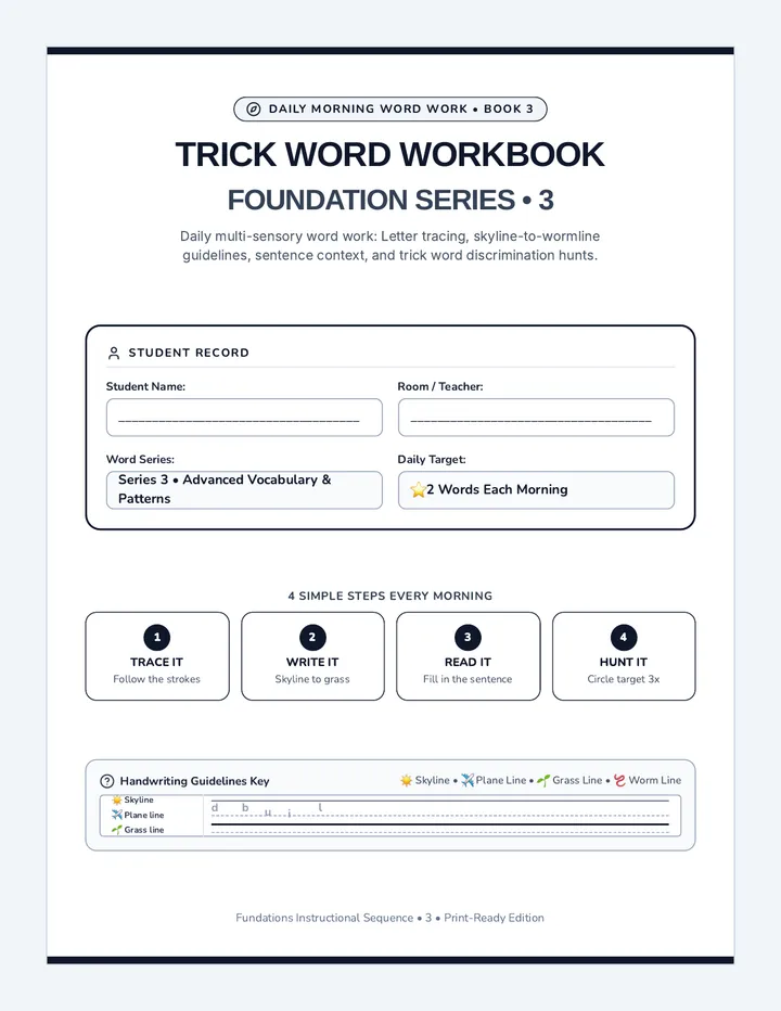 Level 3 Trick Words Workbook