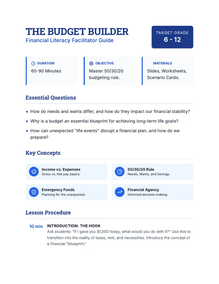 Budget Builder Facilitator Guide