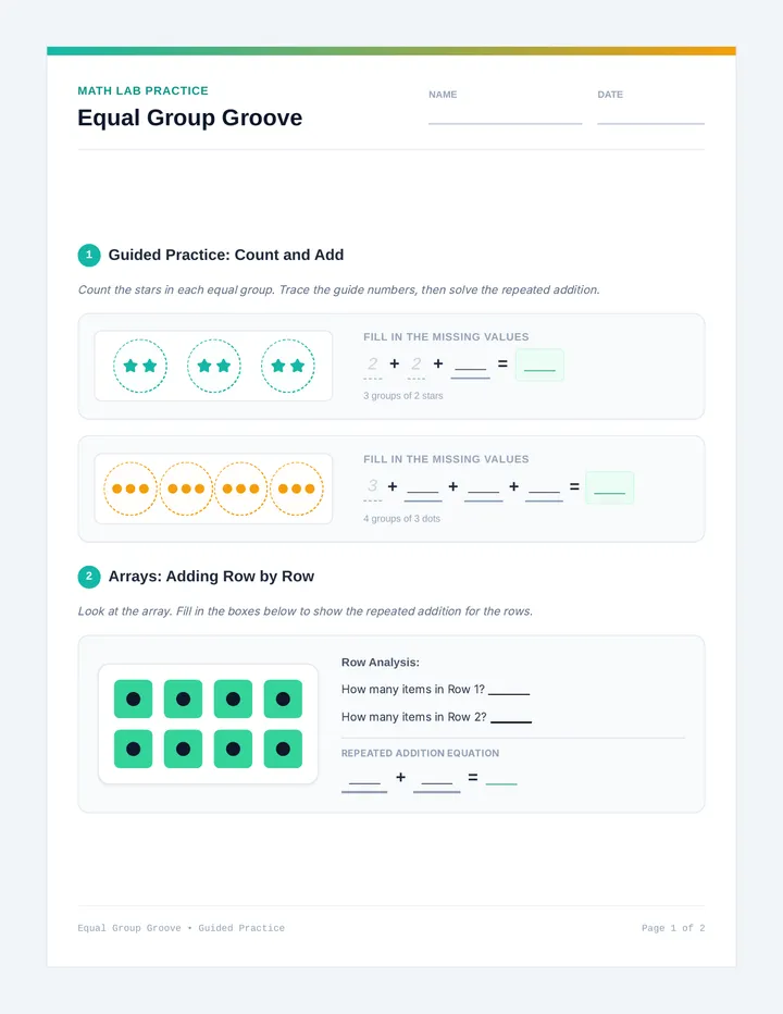 Equal Group Groove Worksheet